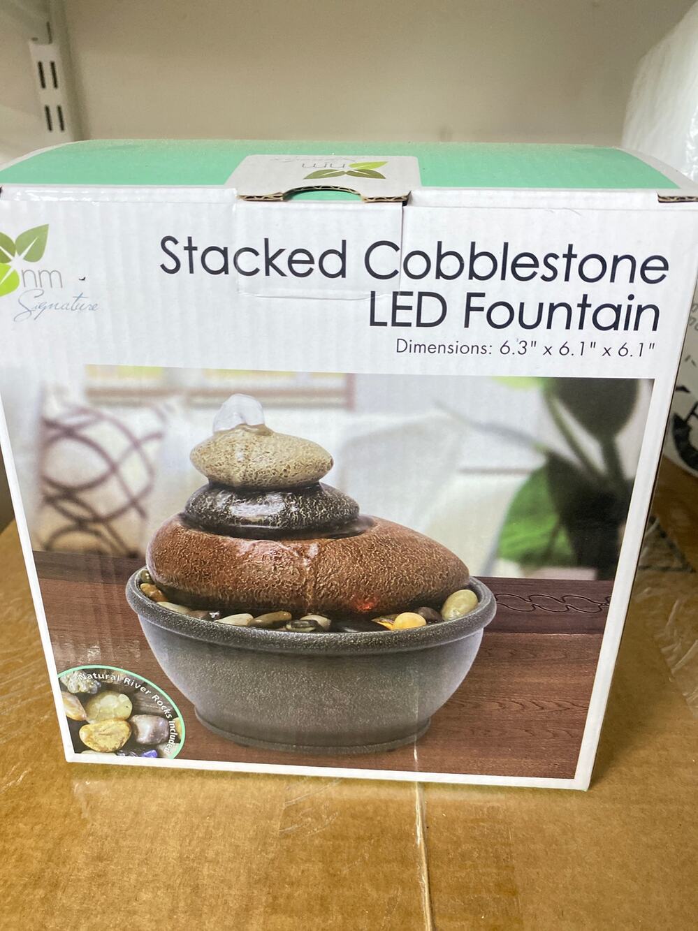 Stacked Cobblestone LED Tabletop Fountain NIB